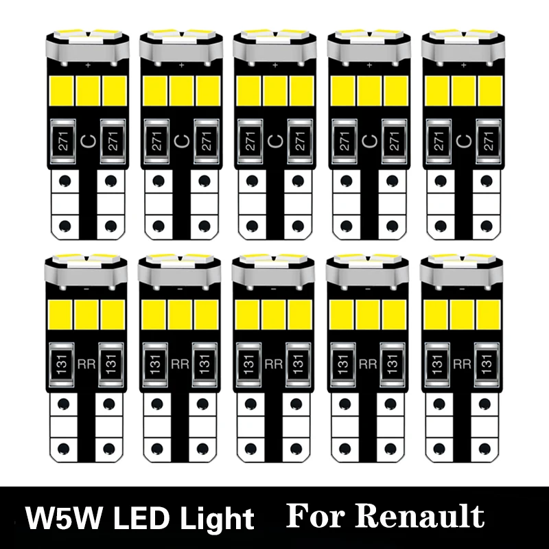 10 шт. светодиодный фонарь W5W T10 Автомобильная 168 2825 лампа 2835 SMD для Renault Duster Logan Megane