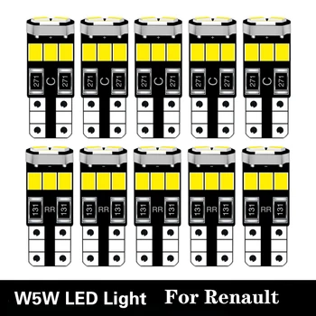 

10pcs LED Lights W5W T10 Car Auto 168 2825 Lamp 2835 SMD Bulb For Renault Duster Logan Megane fluence twingo logan koleos White