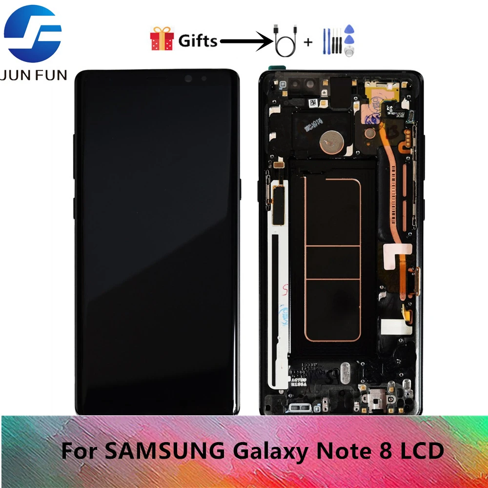 

ЖК-дисплей 6,3 дюйма AMOLED для SAMSUNG Galaxy Note 8, сенсорный экран с дигитайзером в сборе с рамкой, запасные части, бесплатная доставка