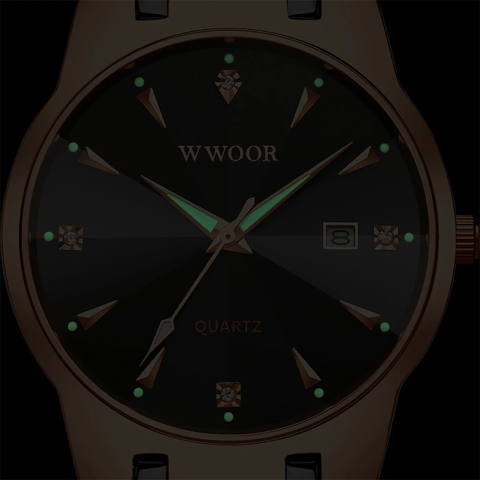 Wwoor-relógio de pulso masculino, quartzo, ouro, preto,