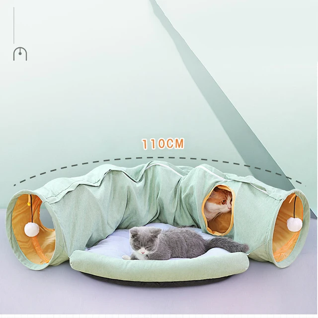 Cozy Foldable Kitten Play Tunnel & Lounger  15