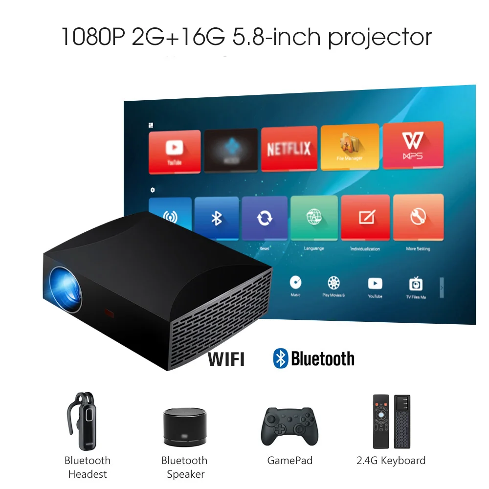 

ViviBright Full HD 1920x1080P MINI Projector F30 F30UP Projector Android (2G+16G) 5G WIFI for Home Theater, Support 4K Beamer