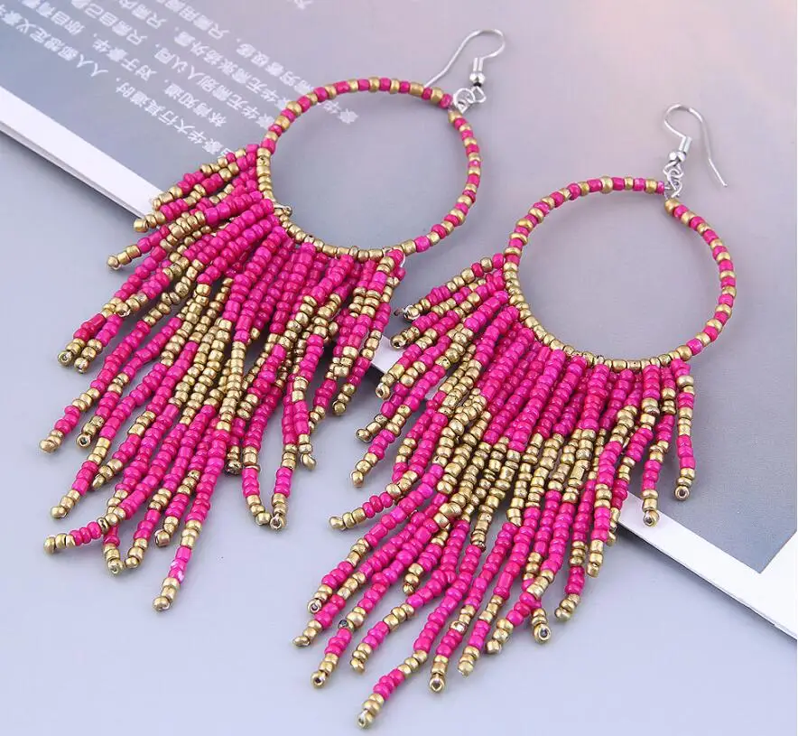 Long Earrings Ethnic Bohemian Beads Earrings Tassel earring Women Fashion Accessories Jewelry Gift
