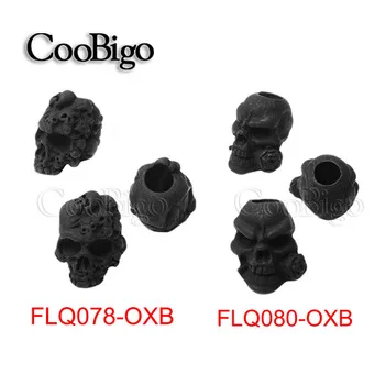2pcs Black OXB Metal Skull Beads Paracord Bracelet Knife Lanyards Zipper Pull Molle Tactical Backpack Travel Kits#FLQ078/80-OXB
