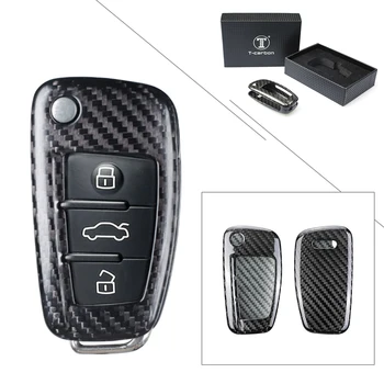 

Real Carbon Fiber Car Remote Smart Key Fob Shell Case Cover Replacement For Audi A6 TT A3 Q3 A1 A4 Q7 S3 Black