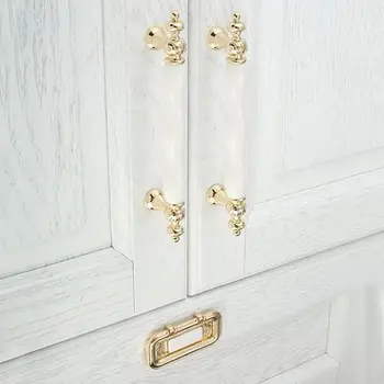 Gold White Creamic Cabinet Handles Knobs Drawer Pulls Kitchen Door Handles Furniture Handle Cabinet Door Hardware