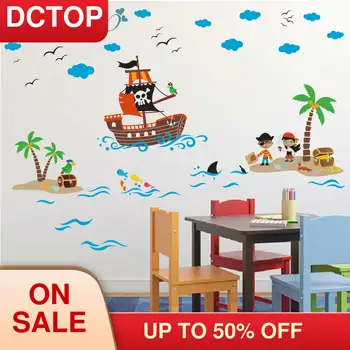 

Pirates Treasure Island Animals for Playroom Wall Decals Ship Stickers Nursery Baby DIY Room Decor