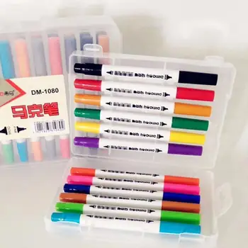 

12 pcs Art Markers Double Head Oil Hook line pen Drawing Markers Quick-Drying Permanent Student Drawing Stationery