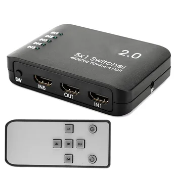 

SOONHUA HDMI Switcher 5Input1 Output 4K 60Hz HDMI Splitter Switchers USB Cable Infrared Receiver For PC TVs Projectors Monitors