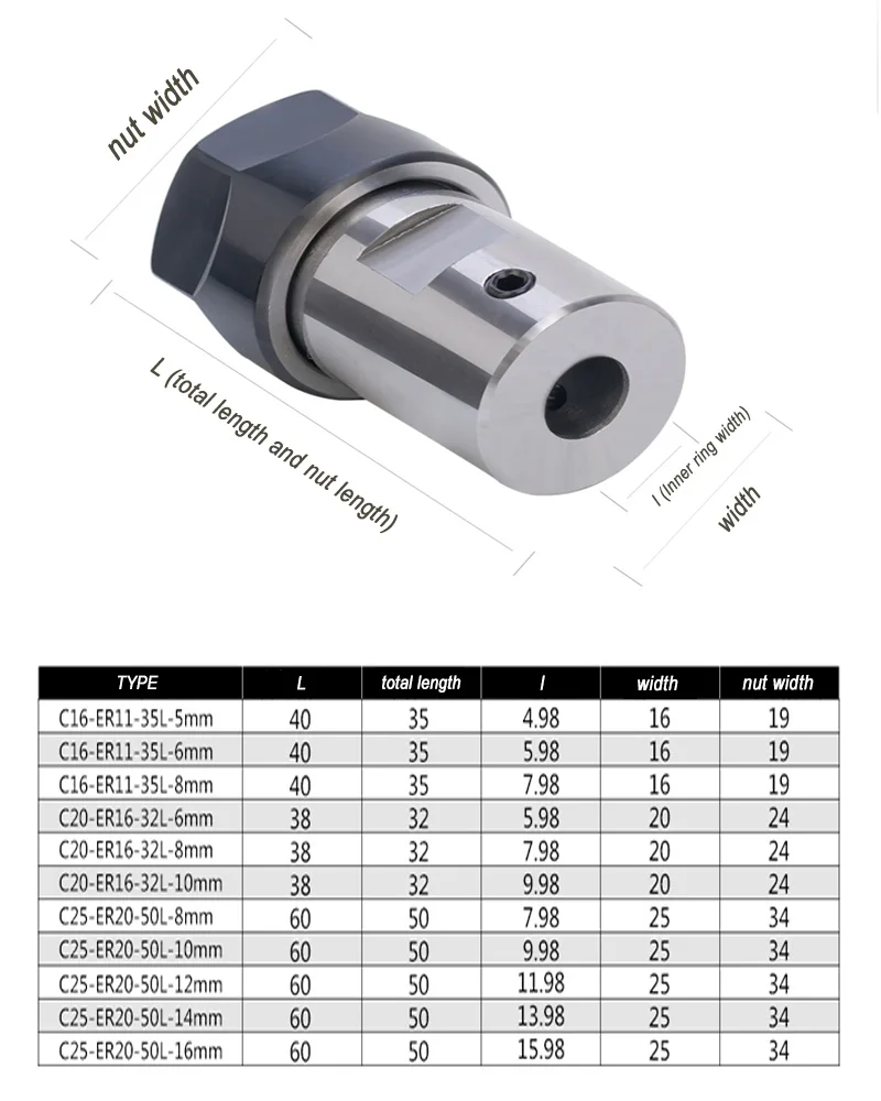 Гравировальный держатель инструмента C16 ER11 5 мм 6 мм 6,35 мм 8 мм для моторный шпиндель ER держатель инструмента