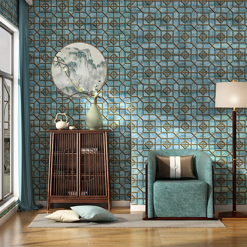 Modern Chinese Style Geometric Grid Wallpaper for Restaurant Tea House Room Walls Paper Cut Window Wallpaper papel de pared felt edge squeegee car wrapping tool felt squeegee applicator tool for car vinyl wrap window tint wallpaper decals sticker