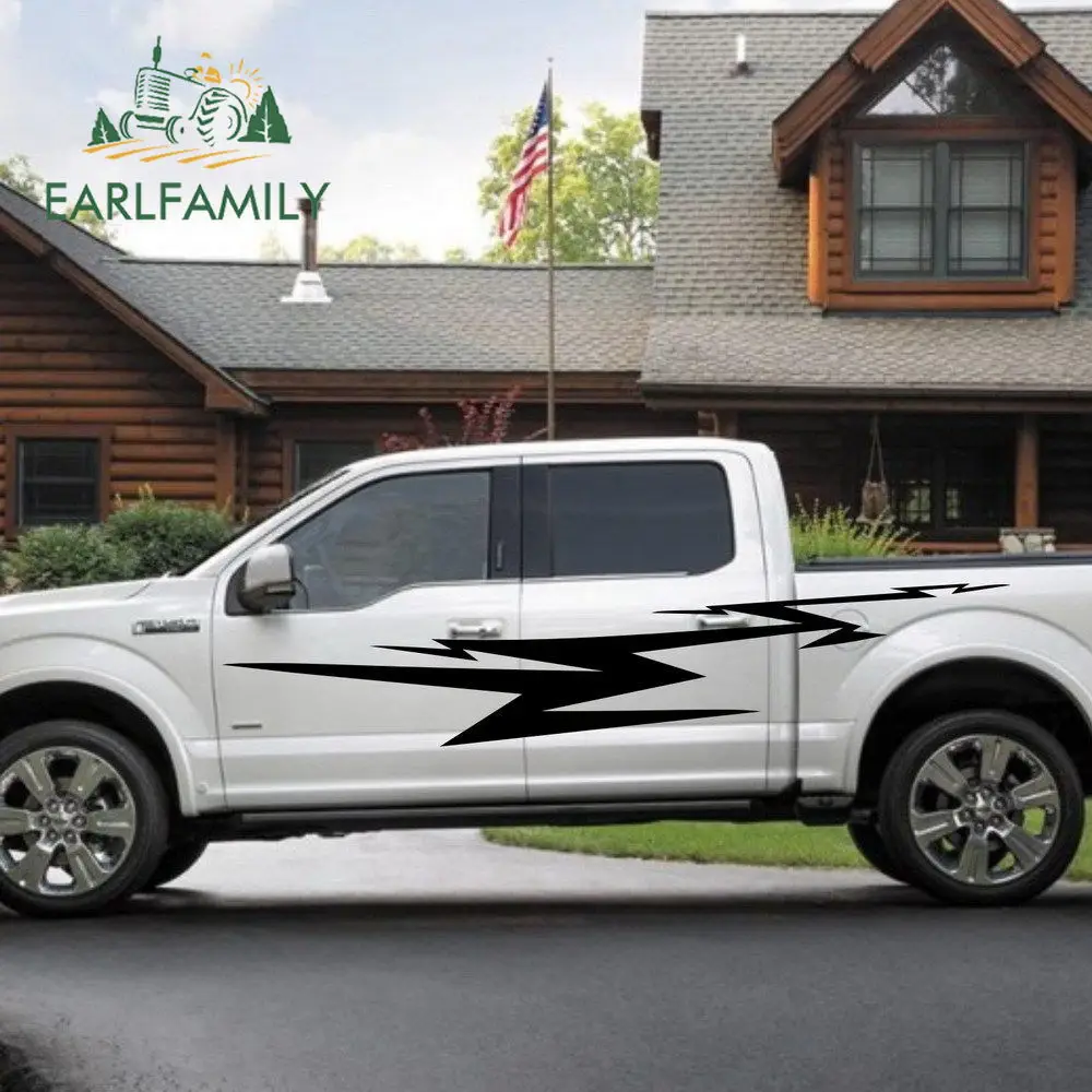 EARLFAMILY, 200 см x 28 см, 2x автомобильные наклейки на дверь, гоночная вспышка в полоску, графика, большая автомобильная наклейка s SUV, виниловая Автомобильная наклейка, Набор наклеек