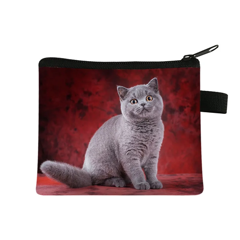 Coin Purse Animal Cat Children's Wallet Student Portable Card Bag Coin Key Storage Bag Polyester Hand Mini Sac coin purse plush coin purse coin wallet change bag card wallet