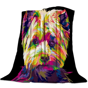

Portable Soft Blanket Colorful Animal Dog Cute Gouache Throw Blanket Warm Bed Sheets Christmas Decorations For Home Blankets