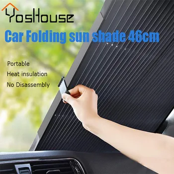 

YosHouse Car Windshield Curtain Retractable Set Folding Car Sunshade Cover Reflective Film Curtains Anti-UV Car Sun Shade 46cm