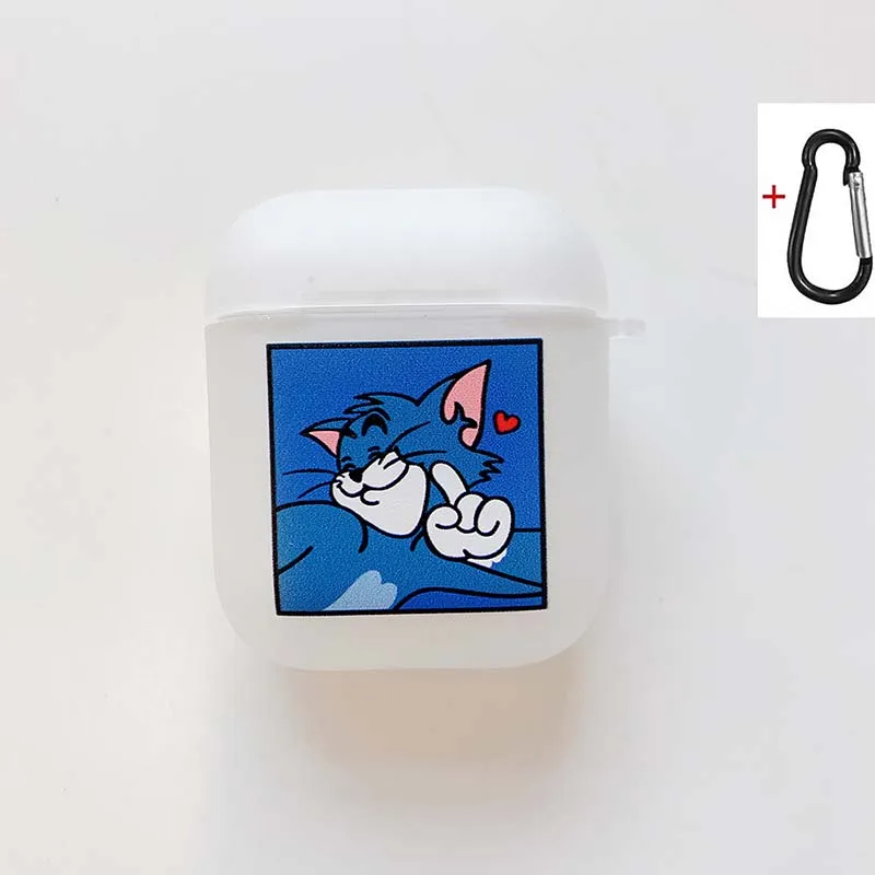 Комбинированный чехол с рисунком мыши кошки для airpods 1 2 чехол Bluetooth наушники airpod полупрозрачный мягкий ТПУ чехол с карабином - Цвет: f