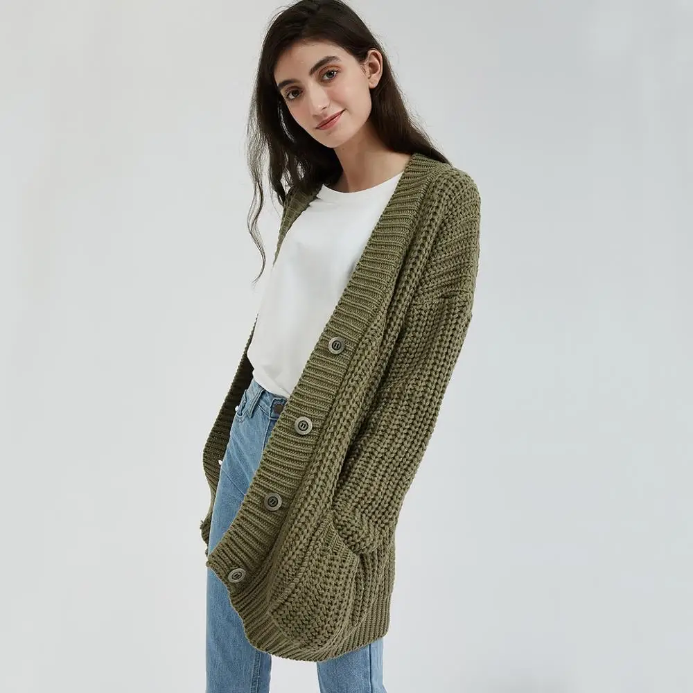 Wixra вязаный массивный кардиган, свитер для женщин с карманами, плотные топы, стильная одежда, свитер для женщин осень зима
