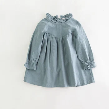 

Baby girl long sleeve dress children spring cotton linen dress vintage Loose shirt dresses quality kids blouse autumn clothes