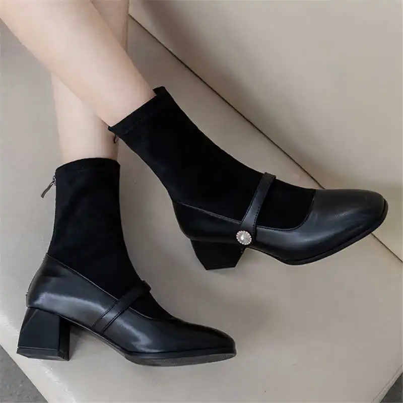 Odetina/Новые Модные женские элегантные однотонные сапоги до середины икры из искусственной замши на толстом каблуке обувь Мэри Джейн из искусственной кожи на молнии и среднем квадратном каблуке с пуговицами