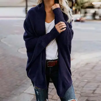 

Autumn Winter Women Cardigan Sweaters Fashion Long Bat Sleeve Twist Knitted Sweaters Female Loose Knit Sweater Cardigan Coat