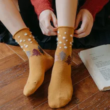 Новинка; модные мягкие повседневные хлопковые носки ярких цветов в горошек с рисунком рождественской елки; удобные теплые носки