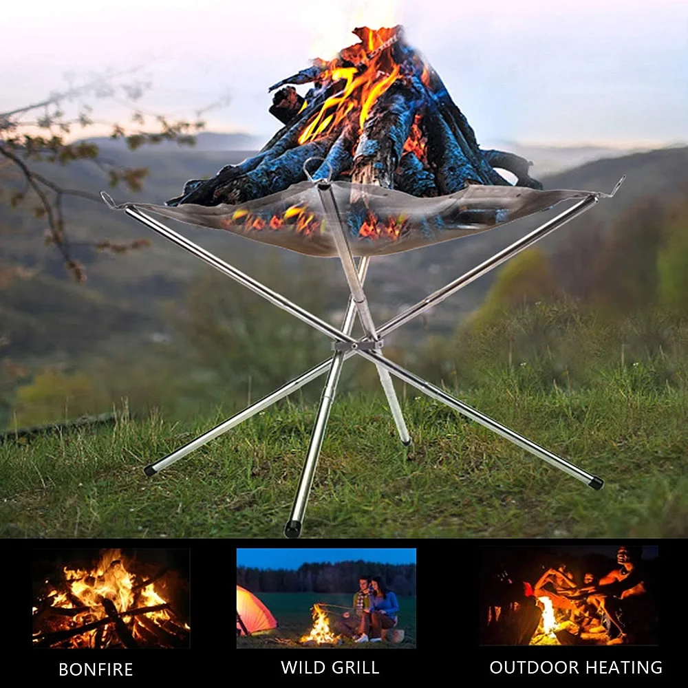 Soporte plegable de acero inoxidable para fogatas al aire libre, rejilla  para estufa de carbón, plataforma de carbón - AliExpress, image size:1000x1000