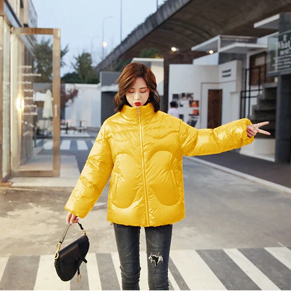 yellow New Winter Women Light Down Jacket Stand Collar Coat Brand Jackets Weightless Parkas Candy colors Bread Jacket Warmness - Цвет: yellow