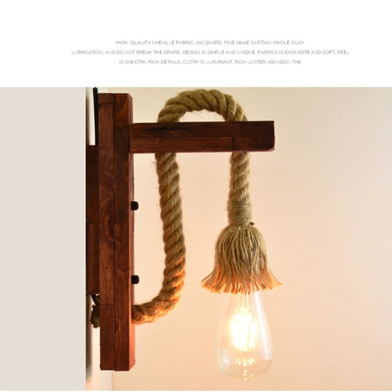 wall lights indoor E27 American Style Pastoral Hemp Rope Wall Lamp Vintage Wooden Wall Light for Restaurant Coffee Shop Decor(Without Bulb) outside wall lights