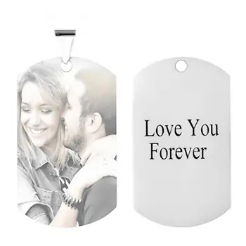

Engraved image Geometric Stainless Steel Dog Tag Necklace Customize Logo English alphabet family Name photo birthday jewelry