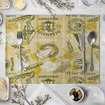 

Creative Signs Pattern European Style Anti-slip Dining Table Cushion Simple Printed Western-style Placemat Home Insulation Pad C