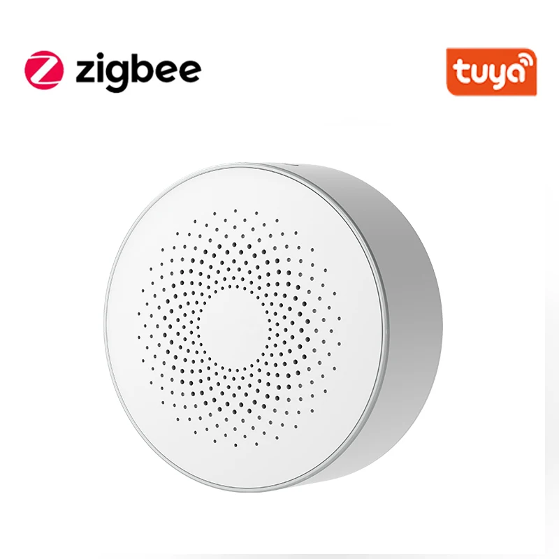 Tuya-sirena Zigbee inteligente, alarma auditiva y Visible inalámbrica, 100dB, anticompactador, CA, funciona con Hub Zigbee y ajuste de volumen