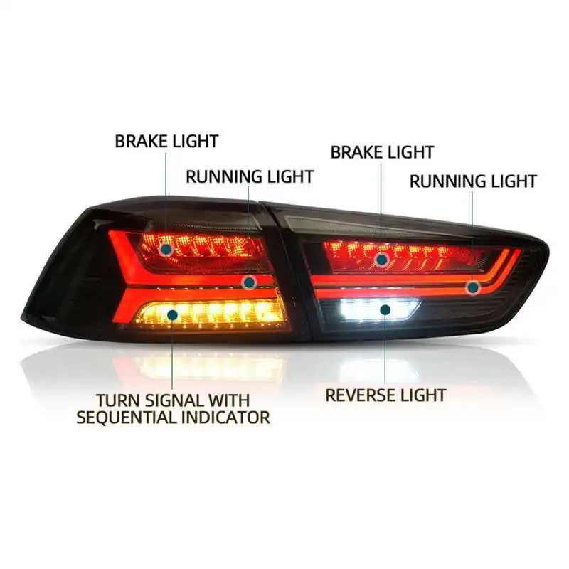 VLAND Full LED Dynamic Tail Lights Smoke Lens Fit for Lancer