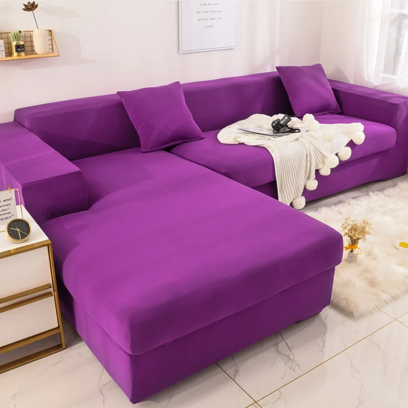 Универсальный твердый чехол для дивана в форме L, чехол для дивана, один угол, стрейч, чехлы для дивана, плотный чехол для дивана, пальто, Funda De Sofa L - Цвет: 01109-Purple