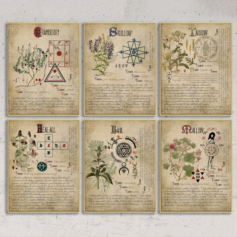 Witchcraft-Book-of-Shadows-Vintage-Prints-Herbal-Grimoire-BOS-Sheets-Posters-Herbarium-Wall-Art-Pictures-Canvas (3)