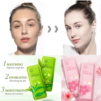 

Sakura Face Sleeping Mask Green Tea Repairing Cherry Blossom Moisturizing Seaweed Anti-aging Snail Oil-Control Essence Skin Care