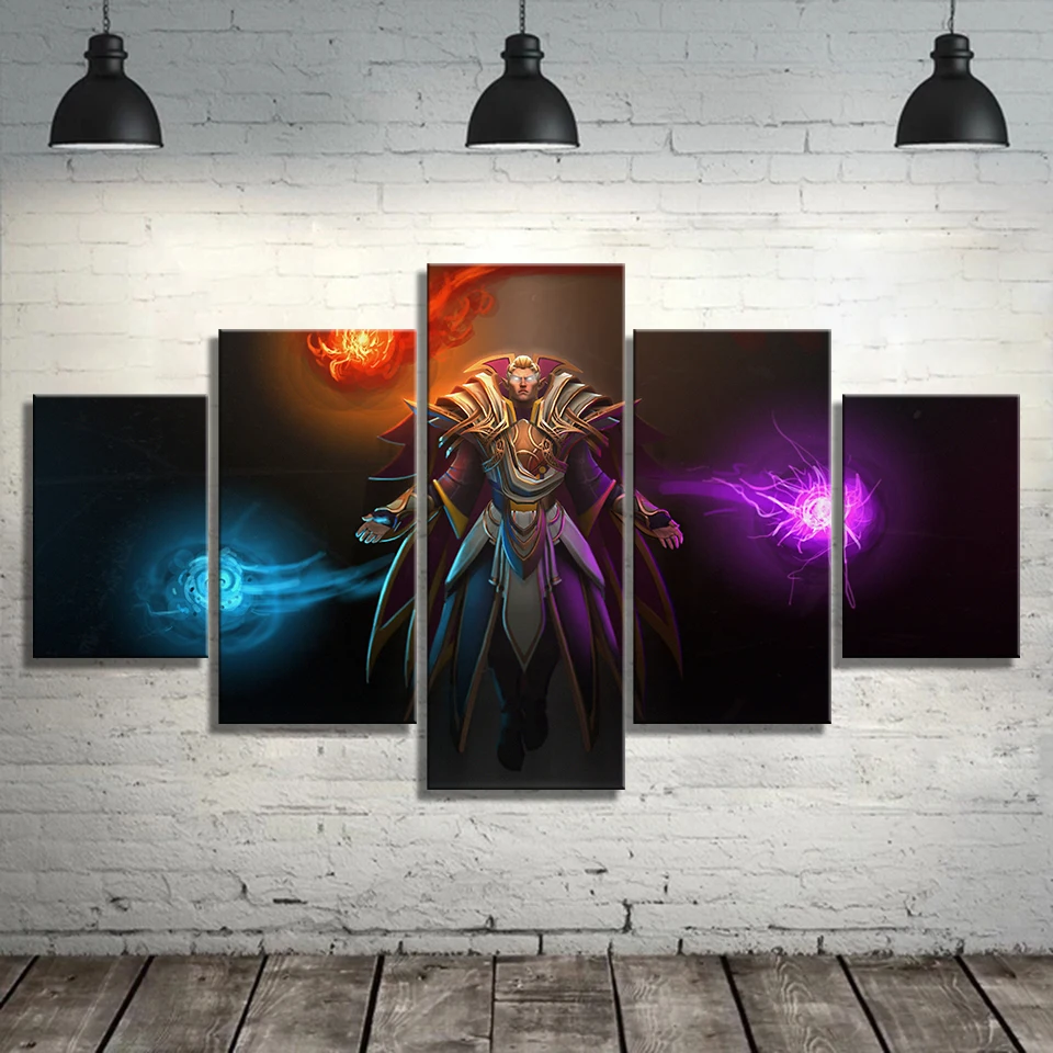 5 Pieces Canvas Painting DOTA 2 Invoker Home Decor For Living Room Printed Wall Art Game Poster Mod