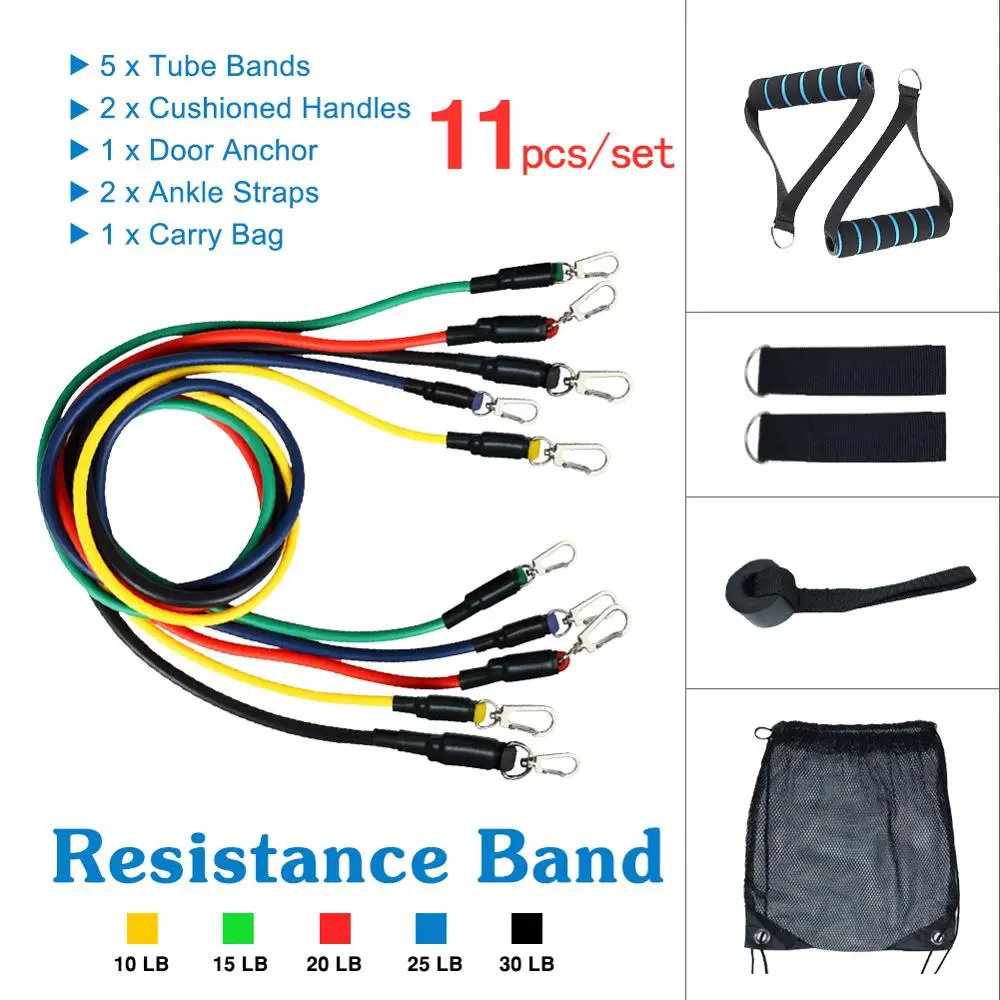 

11Pcs Resistance Bands Set Expander Yoga Exercise Fitness Rubber Tubes Band Stretch Training Home Gyms Workout Elastic Pull Rope