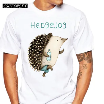 

2019 New Fashion Hedgejog Printed Men T-Shirt Short Sleeve Hipster Tops Summer Cool hedgehog Design Tees