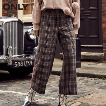 

Vero Moda autumn velvet Side stripe splicing plaid Pants | 318350516
