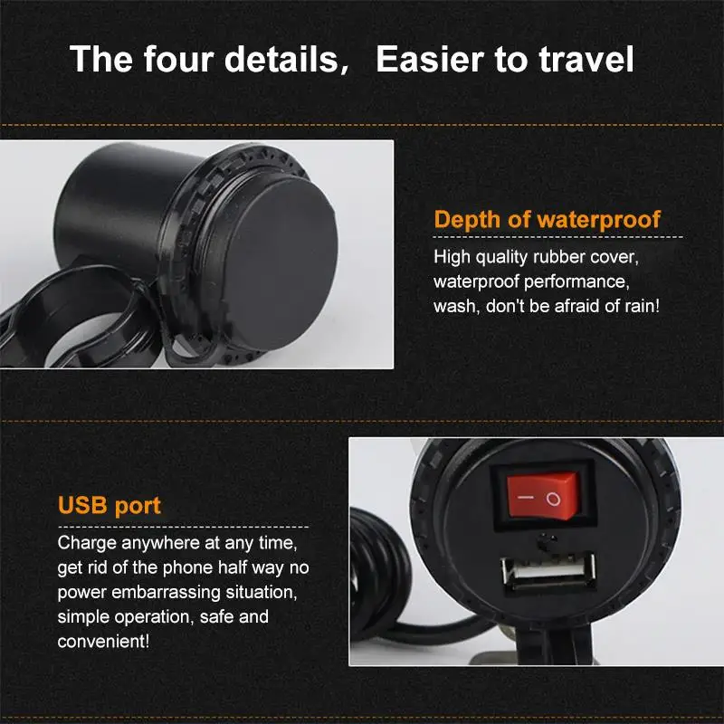 5V 2.1A USB мотоцикл водонепроницаемый переключатель гнездо мотоцикла телефон зарядное устройство адаптер прикуривателя