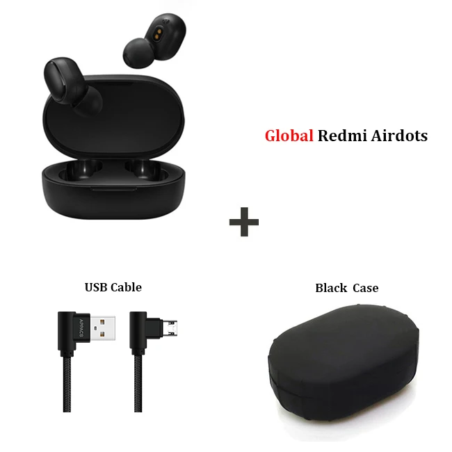 EU Add cable case Xiaomi Redmi Airdots TWS Bluetooth 5,0 беспроводные наушники гарнитура Голосовое управление шумоподавление спортивные наушники - Цвет: EU Add cable case