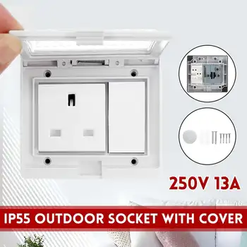 

IP55 Waterproof Dust-proof Outdoor External Wall Power Socket Outlet With Cover 110~250V Power Socket