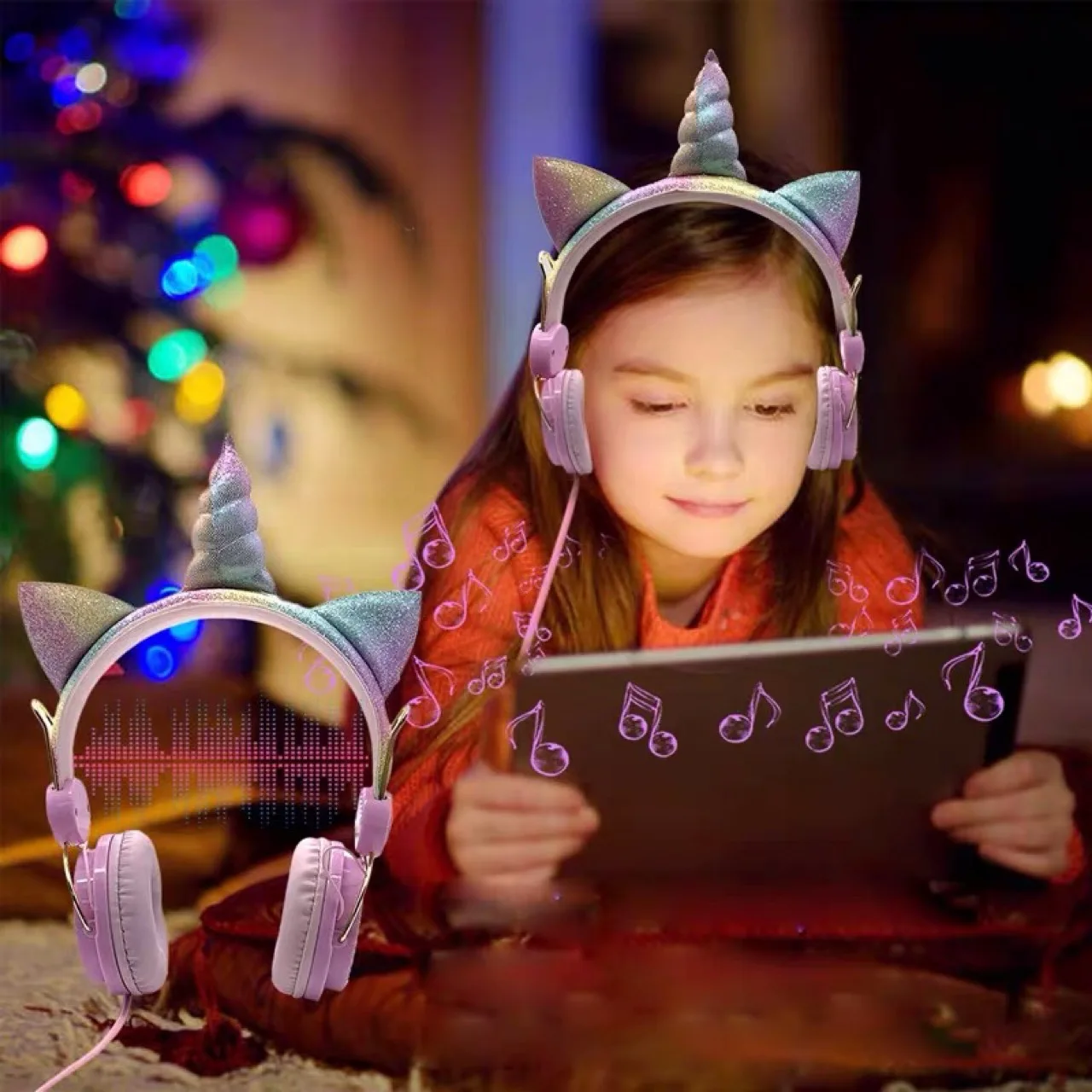 Cute Unicorn Wired Headphone With Microphone Girls Daugther Music Stereo Earphone Computer Mobile Phone Gamer Headset Kids Gift