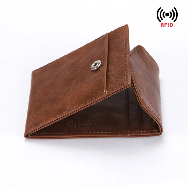

Zebella RFID Creative Short Men's Wallet Business Credit Card Holder Crazy Horse Genuine Leather Coin Purses Luxury Wonen Purses