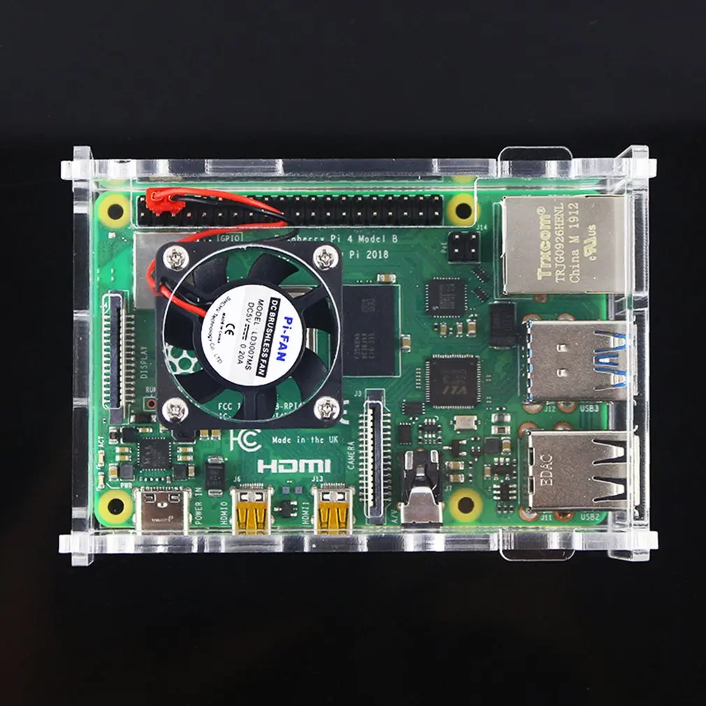 For Raspberry Pi 4 Model B shell ABS material With Fan classic color Case For Raspberry Pi Acrylic Case
