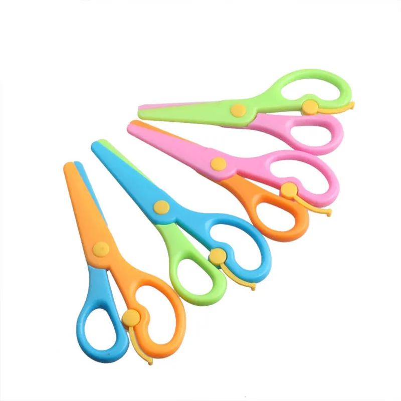 Colored Plastic Mini Safe Scissors Student Fashion Stationery Home Children Kindergarten Kids DIY Cutting Paper Tool safety round head plastic scissors student children kids paper cutting minions supplies for kindergarten school