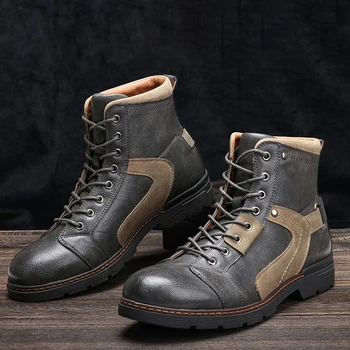 

Men's boots hand made Men's shoes top quality Platform boots Men's autumn footwear British Royal cowboy boots