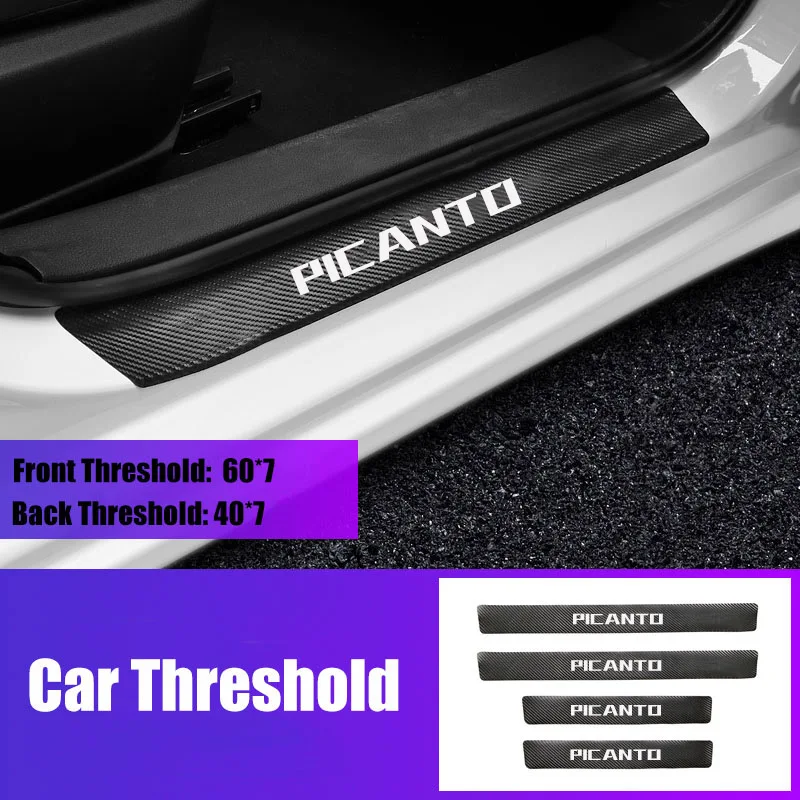 

High Grade Car Sticker For Kia Picanto Car Door Sill Protector Scuff Plate Stickers 4 PCs/set Auto Door Decals Accessories