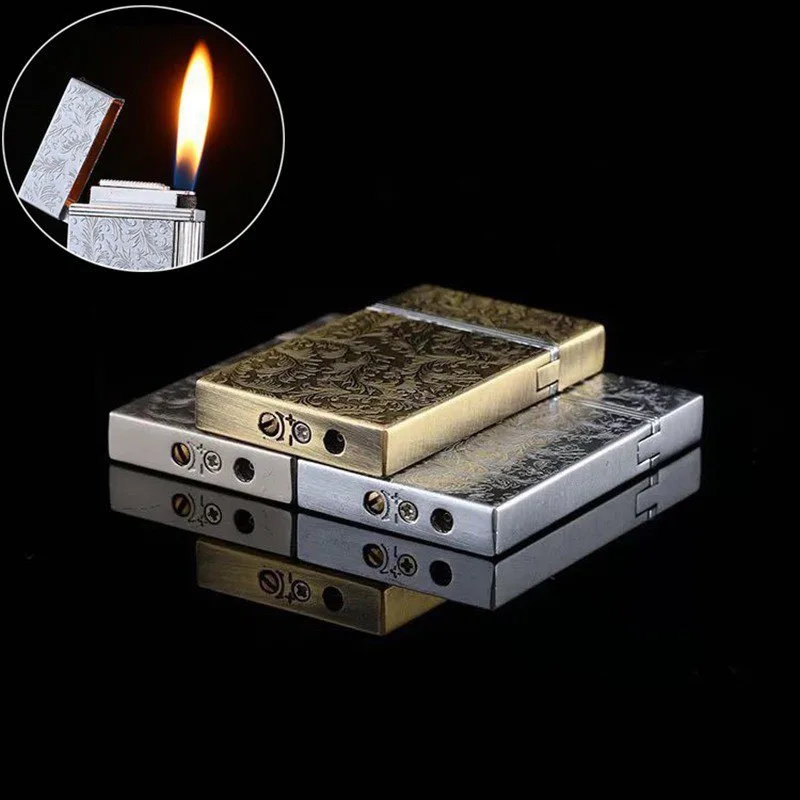 Металлическая надувная сигарета зажигалка для курения бензиновые зажигалки Flintstone газовая зажигалка подарок Классические винтажные аксессуары для курения