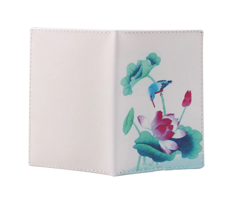 Fashion Travel Passport Holder Women Beautiful Flower Printing Credit Card Holder Cute Cartoon PU Leather Passport Cover PC0065 (9)